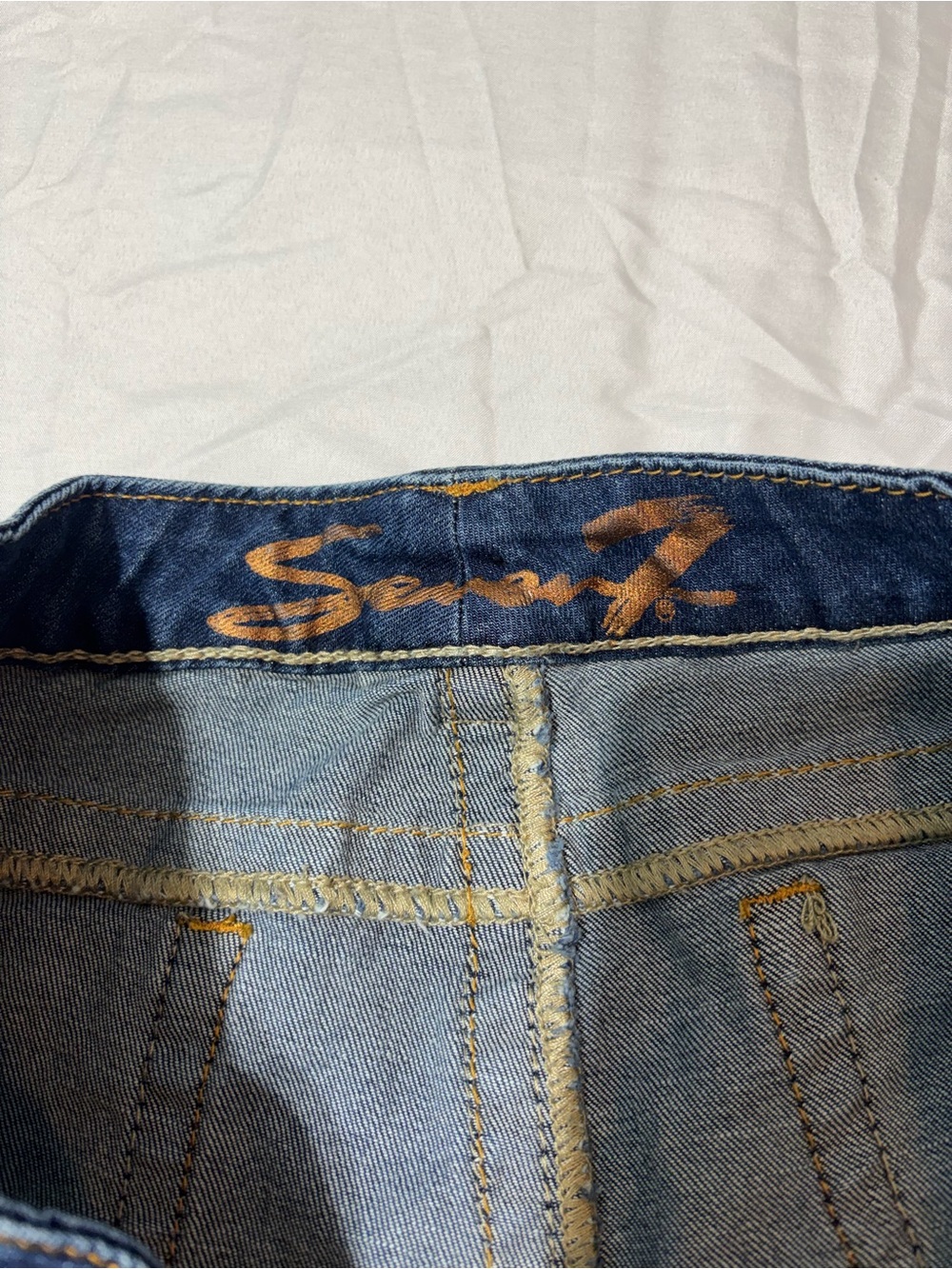 Seven7 Women's Blue Bootcut Jeans with Embroidered Back Pockets - Picture 4 of 8